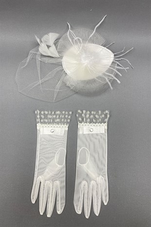 Polka Dot Bridal Gloves and Wedding Hat Face Veils