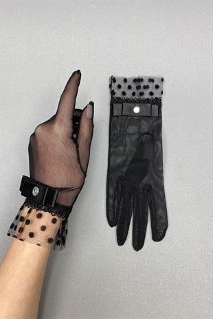 Polka Dot Bridal Gloves and Wedding Hat Face Veils