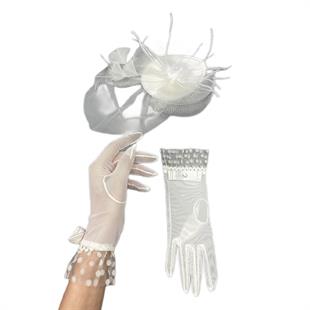 الجملة قفازات الزفاف رقصة البولكا نقطة وقبعة الزفاف