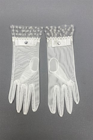 Polka Dot Bridal Gloves and Wedding Hat Face Veils