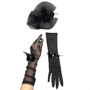 الجملة قبعة الزفاف نقطة البولكا وقفازات الزفاف الدانتيل