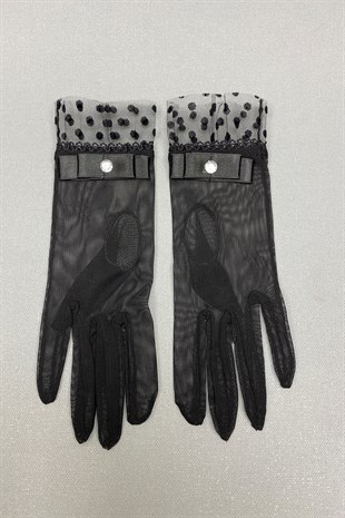 Polka Dot Wedding Hat and Bridal Gloves Face Veils