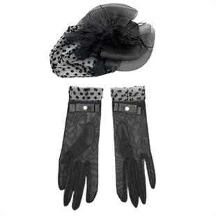 الجملة قبعة الزفاف نقطة البولكا وقفازات الزفاف