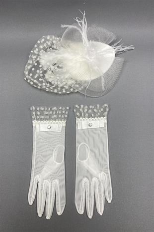 الجملة قبعة الزفاف نقطة البولكا وقفازات الزفاف