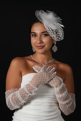 الجملة رقصة البولكا نقطة حزب زي طويل قفازات الزفاف تول وقبعة الفوال مجموعة