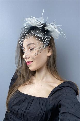 Polka Dot Voile Wedding Hat Hair Accessory
