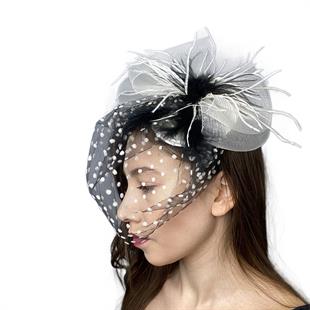 الجملة رقصة البولكا نقطة Voilet قبعة الزفاف ملحقات الشعر