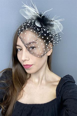 Polka Dot Voile Wedding Hat And Party Accessory