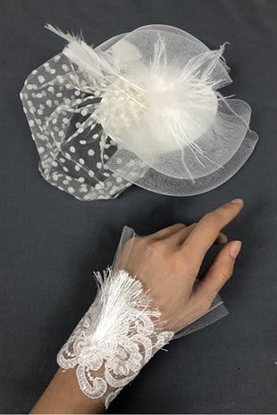 Polka Dot Voile and Bracelet Accessory Face Veils