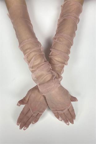 Pudra 10 Adet Gelin Eldiveni Tül Eldiven Nikah/Düğün/Parti Eldiveni