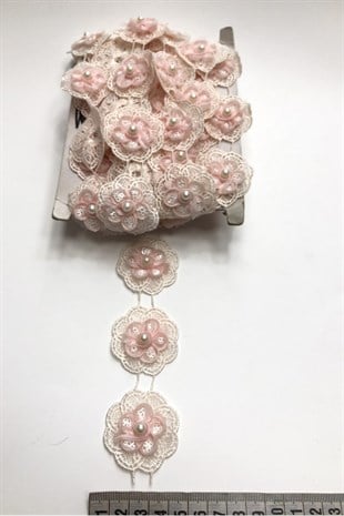 Pudra 3 Boyutlu Çiçekli Şerit