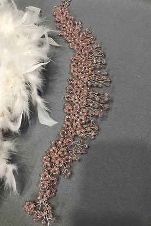 Pudra Belen Kristal Saç ve Türban Aksesuarı