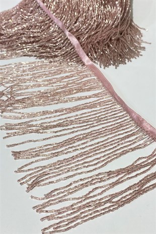 Pudra Boncuklu 15 cm Saçak Püskül Şerit