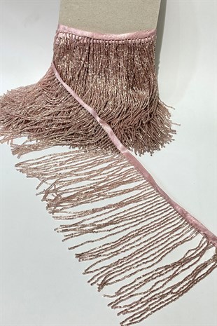 Pudra Boncuklu 15 cm Saçak Püskül Şerit