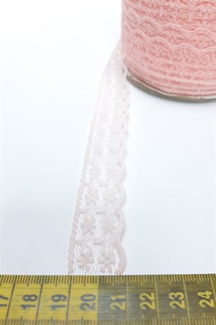 Pudra Çiçek Desenli Dantel 100 Metre