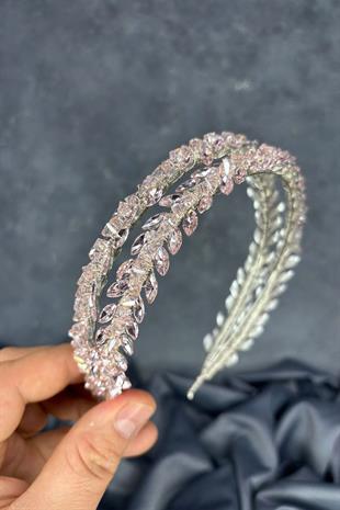 Powder Double Row Stone Lea Bridal Hair Accessory Bridal Henna Crown