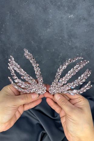 Pudra Çift Taraflı Tarak Büge Gelin Saç Aksesuarı
