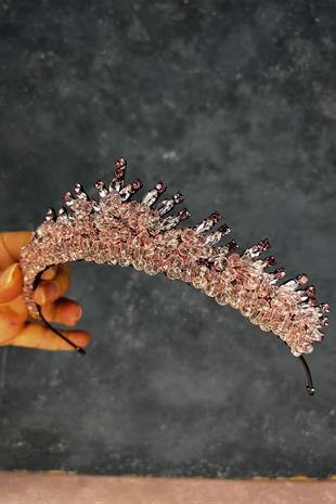 Edis Powder Pink Beaded Bridal Henna Tiara