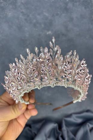 Powder Elisa Design Beaded Bridal Henna Crown Hair Accessory