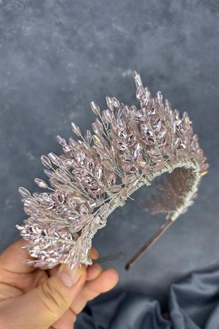 Powder Elisa Design Beaded Bridal Henna Crown Hair Accessory
