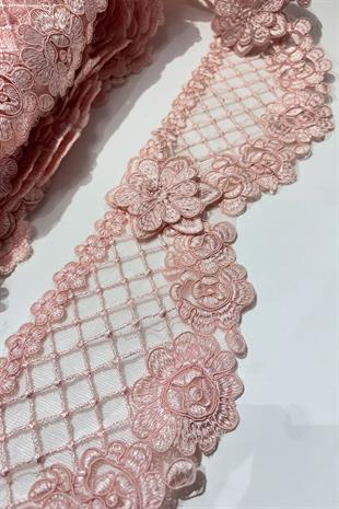 Pudra Fransız Güpür Kenar Dantel Şerit