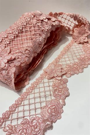 Pudra Fransız Güpür Kenar Dantel Şerit