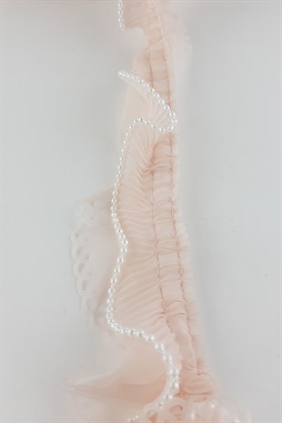 Pudra İncili Plise Fırfır