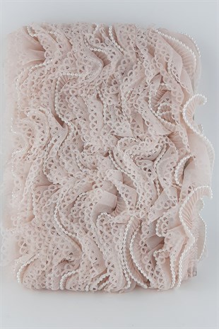 Pudra İncili Plise Fırfır