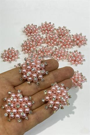 Pudra İncili Taşlı Broş