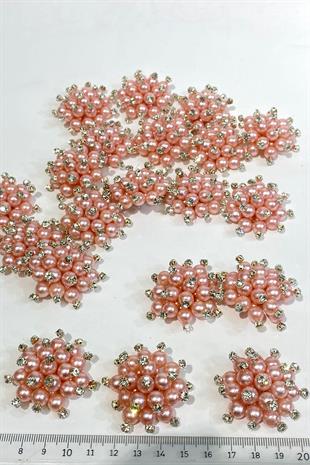 Pudra İncili Taşlı Broş