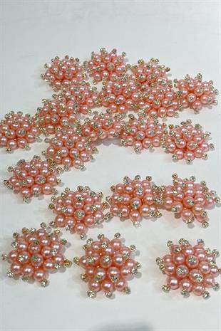 Pudra İncili Taşlı Broş