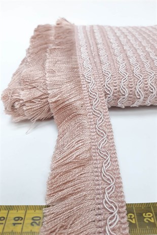 Pudra İp Püskül Saçak Şerit 5 cm