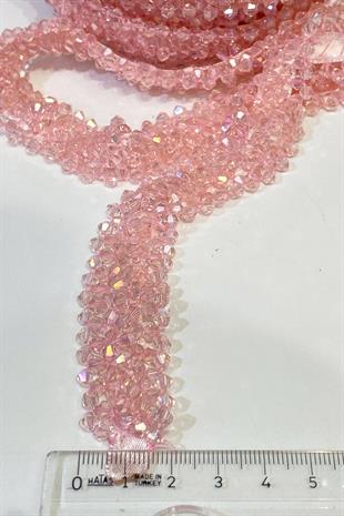 Pudra Kristal Boncuk İşlemeli Şerit