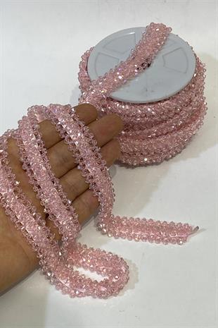 Pudra Kristal Boncuk İşlemeli Şerit