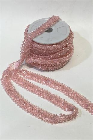 Pudra Kristal Boncuk İşlemeli Şerit