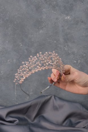 Pudra Kristal Boncuklu Aren Gelin Kına Tacı
