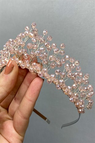 Pudra Kristal Boncuklu Aren Gelin ve Kına Tacı