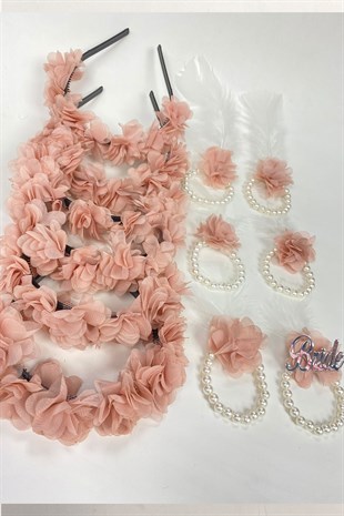 Powder Laser Flower Bridesmaid Tiara and Child Gift Tiara 6 pcs