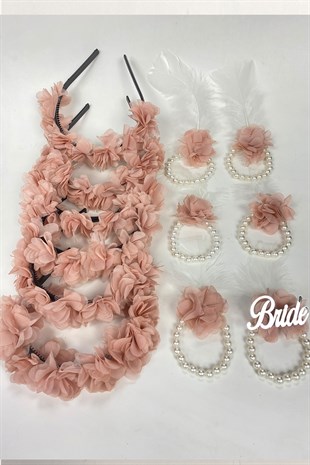 Powder Laser Flower Bridesmaid Tiara and Child Gift Tiara 6 pcs