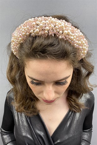 Powder Leal Convex Crystal and Pearls Bridal Hair Accessory