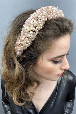 Powder Leal Convex Crystal and Pearls Bridal Hair Accessory