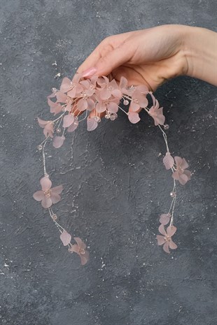 Pudra Mila Çiçek Dal Motifli Gelin Kına Tacı