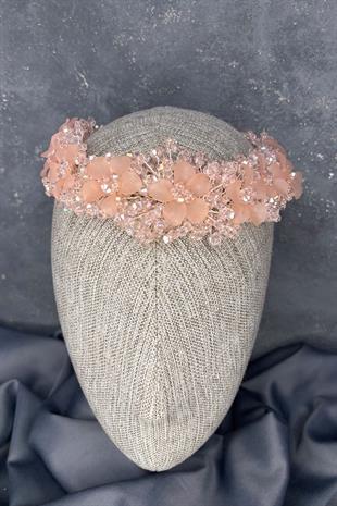 Pudra Nileda Kristal Boncuklu Gelin Kına Tacı Saç Aksesuarı