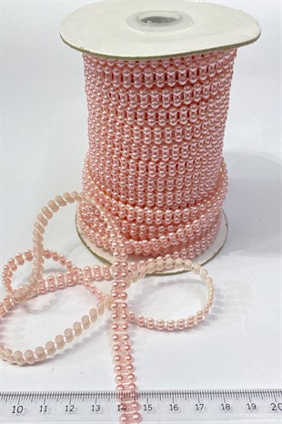 Pudra Plastik Çift Sıralı Şerit Yarım İnci 4 mm 10 mt