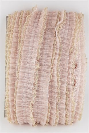 Powder Glitter Lacy Pleat Ruffle