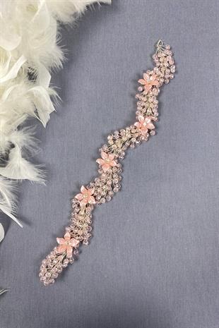 إكسسوارات شعر الزفاف والحجاب مطرزة بالكريستال والزهور من حجر البودرة