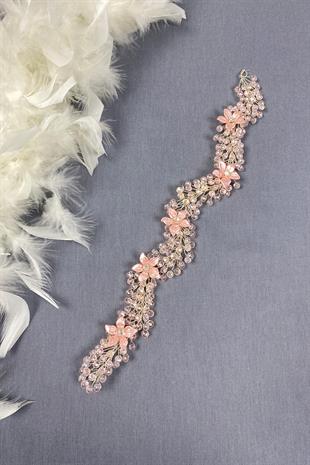إكسسوارات شعر الزفاف والحجاب مطرزة بالكريستال والزهور من حجر البودرة