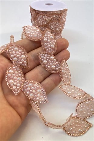 Powder Leaf Pattern Iron-On Stone Strip Applique