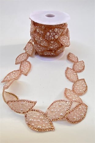 Powder Leaf Pattern Iron-On Stone Strip Applique