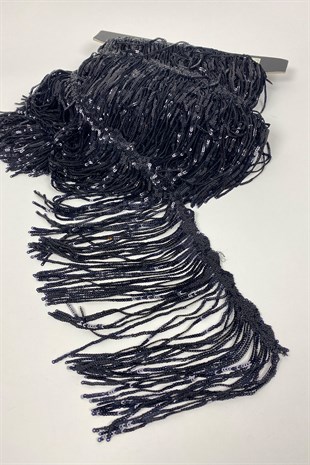 Pul Payetli Parlak Püskül Saçak Şerit 15 cm 1 mt